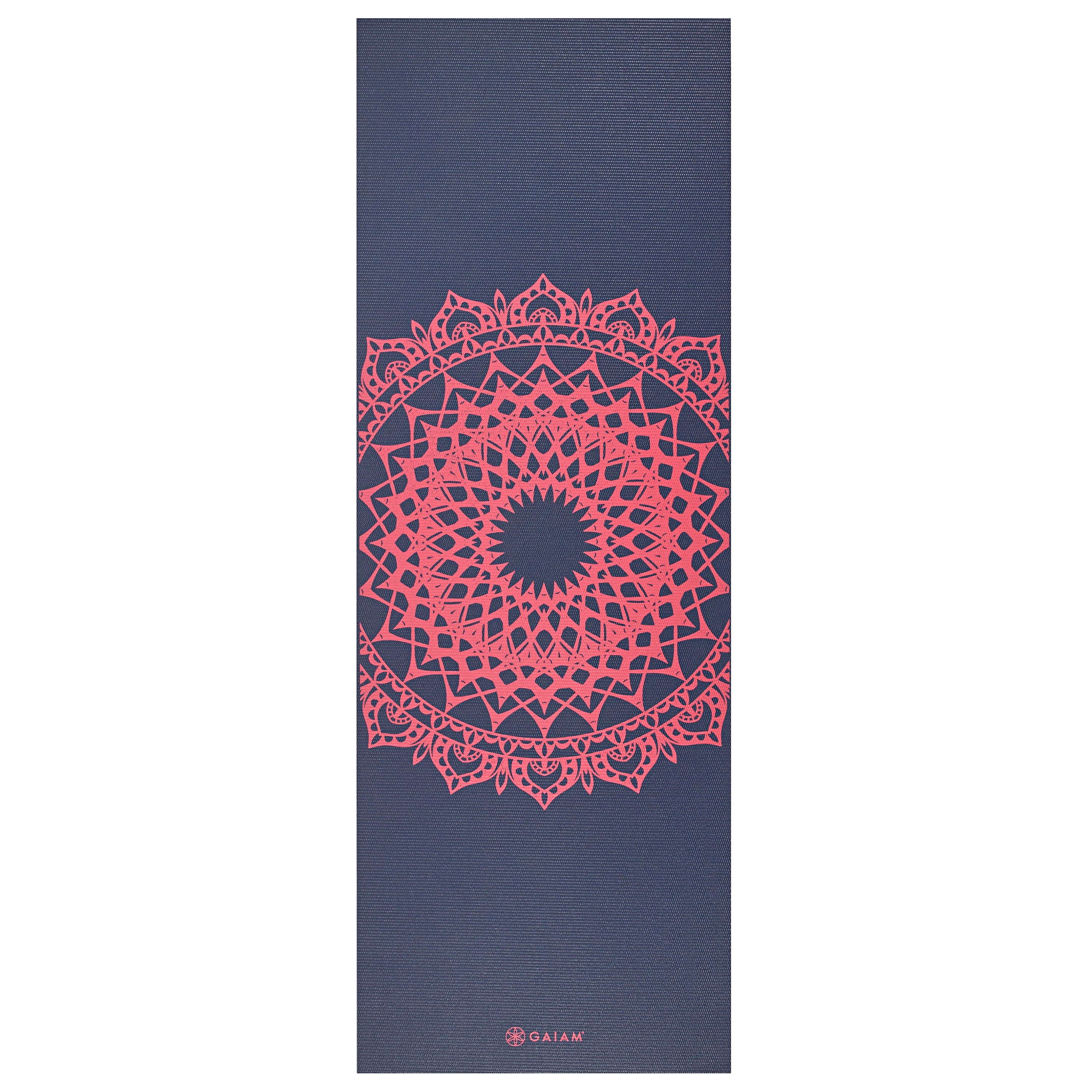 Gaiam Navy Fleur Marrakesh Yoga Mat (4mm) flat